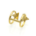 Anillo de doble triángulo Open Cuff Simple Gold Double Two